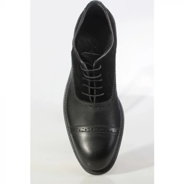 Rrm Erkek Deri Siyah Süet Bagcikli Klasik Ayakkabı