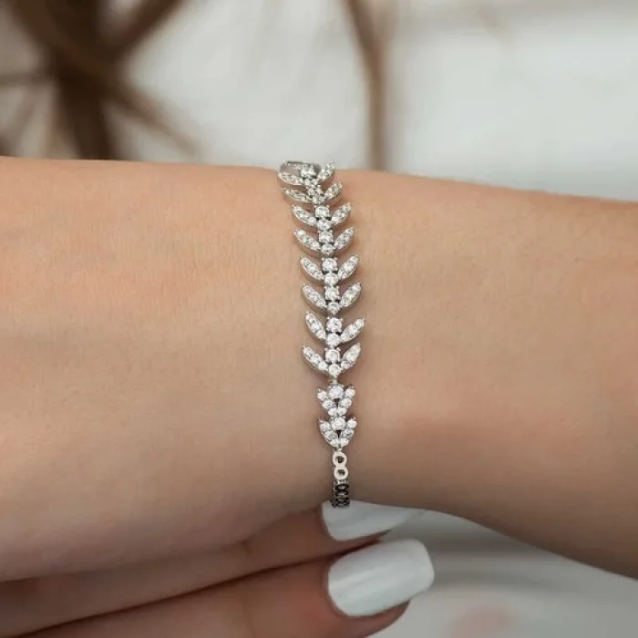 Gumush Gümüş Yaprak Su Yolu Bayan Bileklik