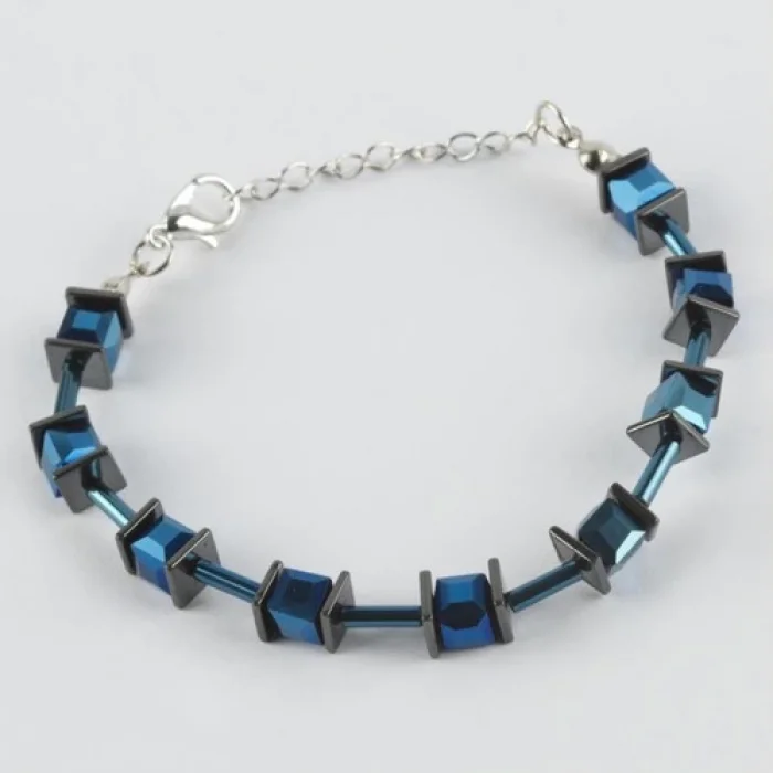 Rennway Küp Figürlü Kristal Taşlı Çelik Ip Bileklik Renk:mavi Kategori: Bijuteri Bileklik