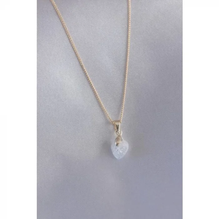 Colezium CLZ943  Gold Renk Beyaz Kristal Kalp Figür Kadın Kolye