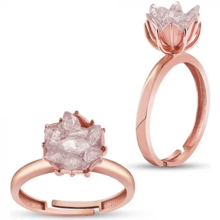 Gumush Gümüş Beyaz Lotus Çiçeği Yüzük