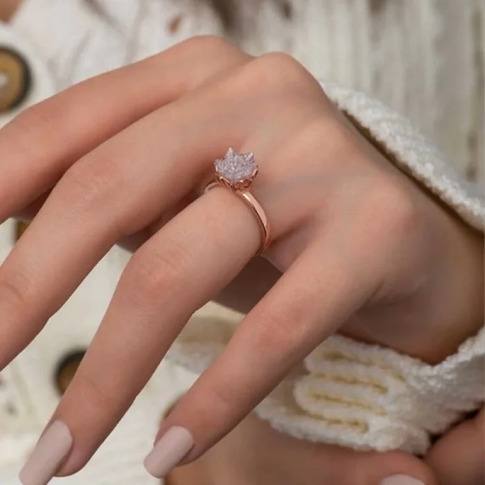 Gumush Gümüş Beyaz Lotus Çiçeği Yüzük