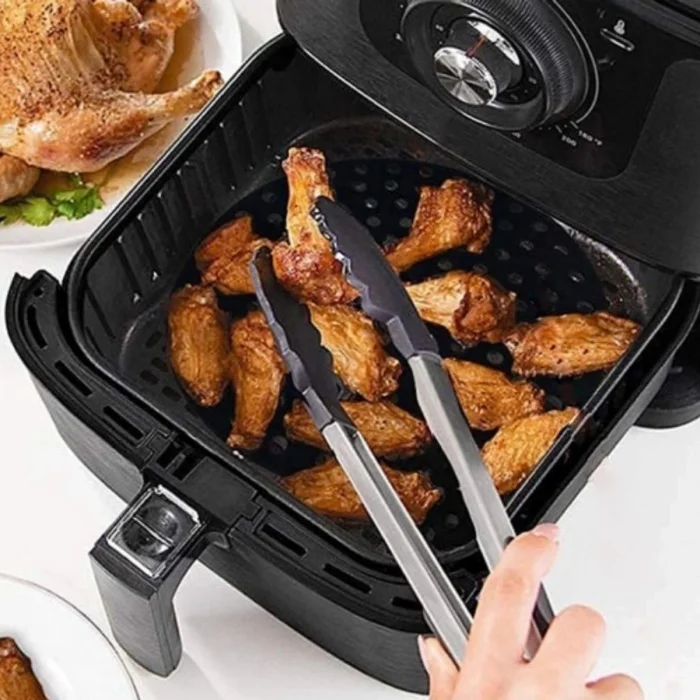 BUFFER® Siyah Isıya Dayanıklı Yıkanılabilir Silikon Fırın Ve Airfryer Kare Model Pişirme Matı 21,5 Cm