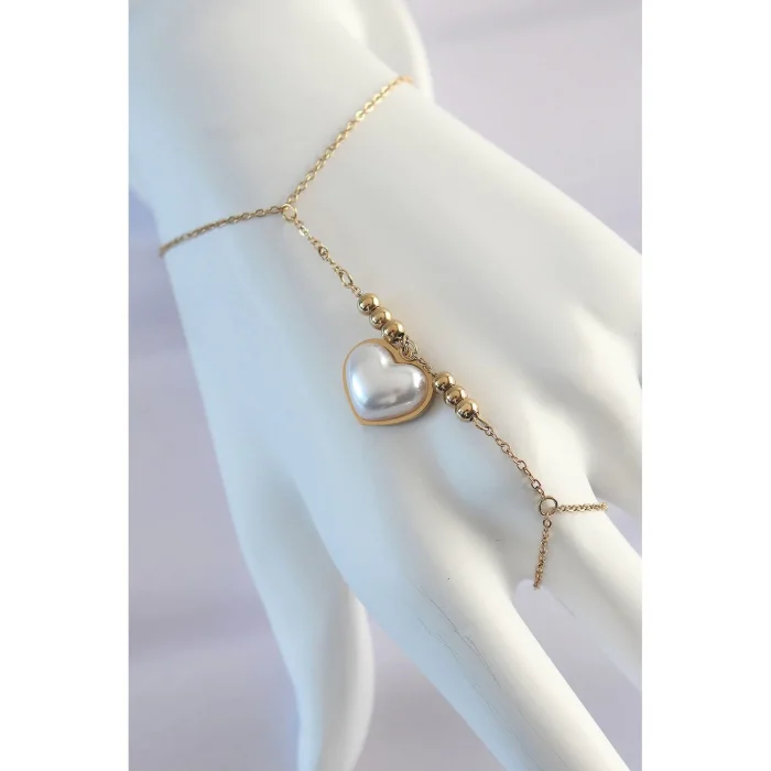 Skygo 316L Çelik Gold Renk Beyaz Bubble Kalp Tasarımlı Şahmeran - TJ-SN576