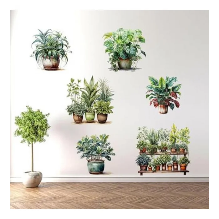 Ttt Tropikal Bitkiler Duvar Stickerı Model C