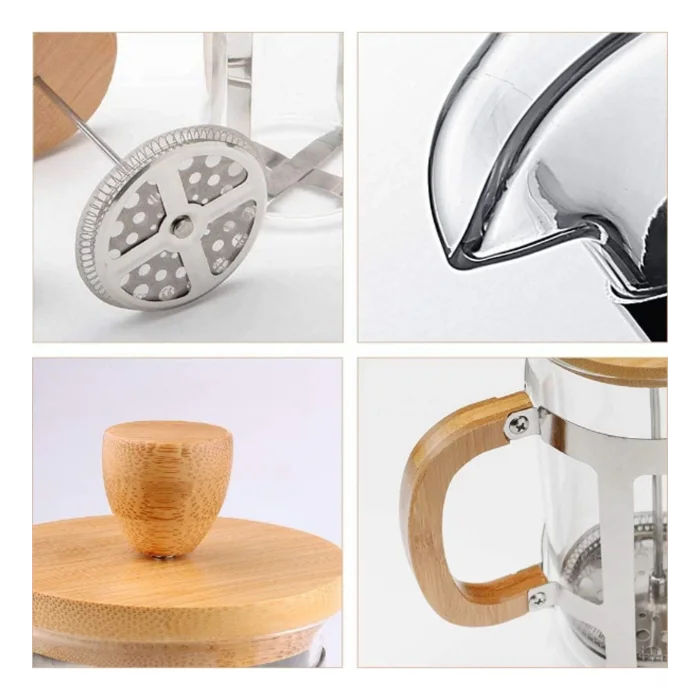 Ahşap Detaylı 350 ml Cam French Press