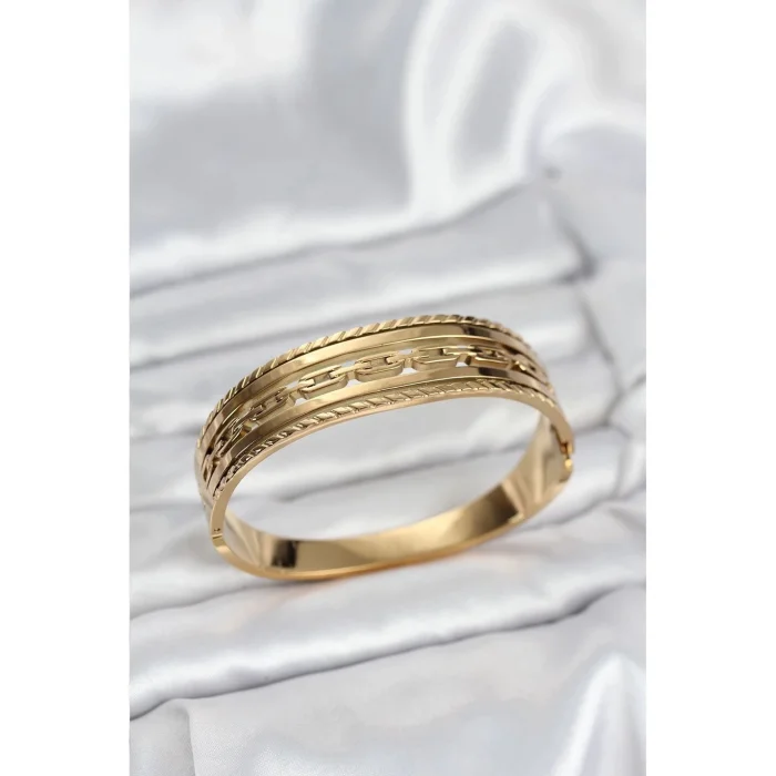 BFS 316L Çelik Gold Renk Vintage Model Kadın Kelepçe Bileklik