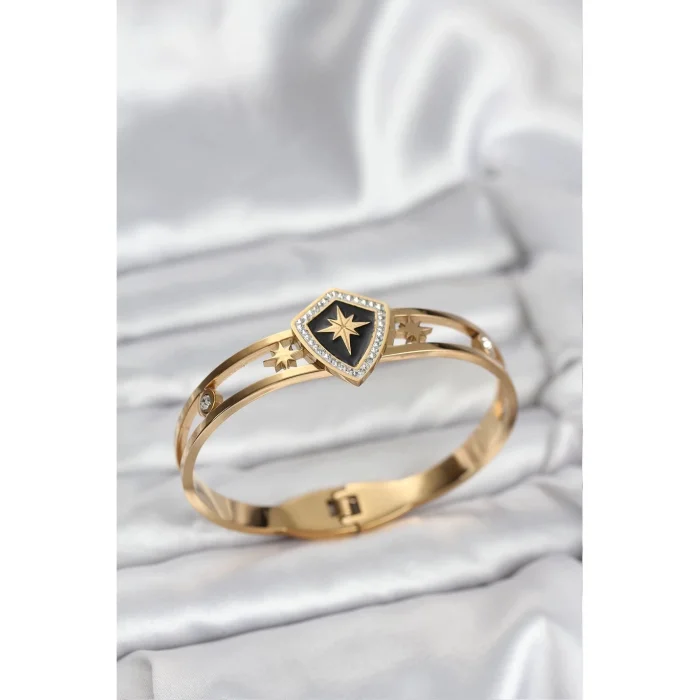 BFS 316L Çelik Gold Renk Kutup Yıldızı Kelepçe Bileklik