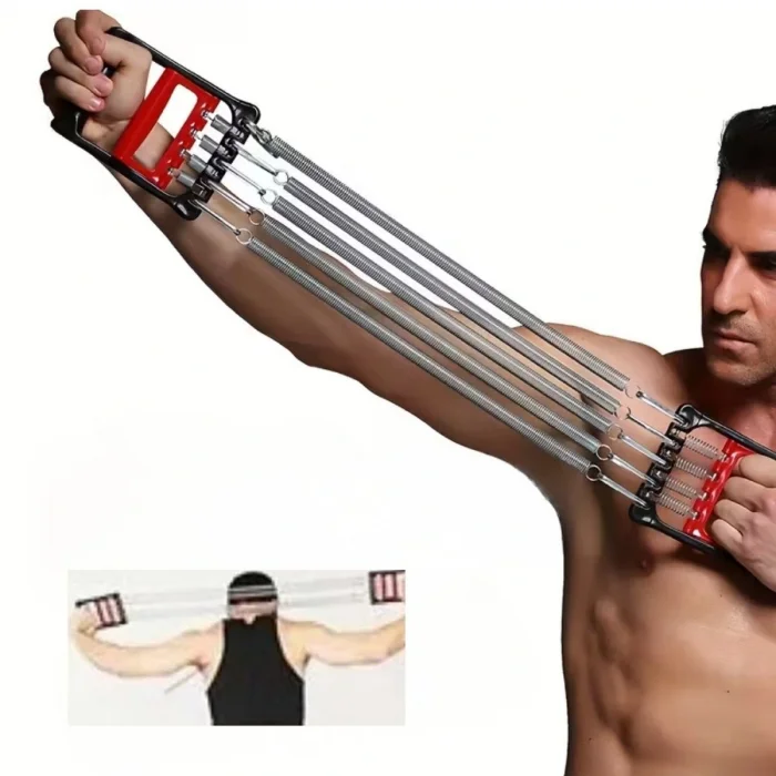 BUFFER® Göğüs Genişletme ve Kuvvet Egzersiz Aleti – 5 Yaylı 5 Kademeli Ayarlanabilir Fitness ve Kuvvet Antrenmanı Ekipmanı