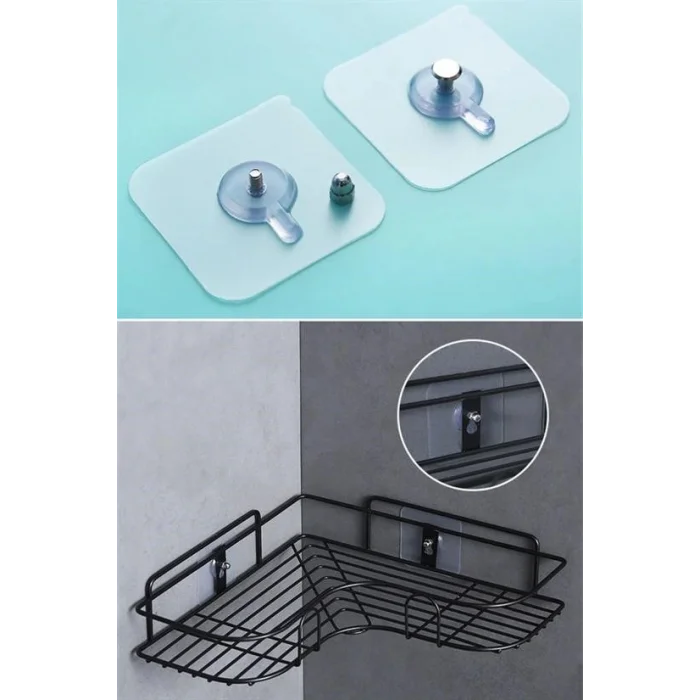 BUFFER® Süper Güçlü Çerçeve Askısı Pin Delgisiz Vidalı Tırnak Kanca Yapışkanlı Raf Tutucu Askı 4 Adet