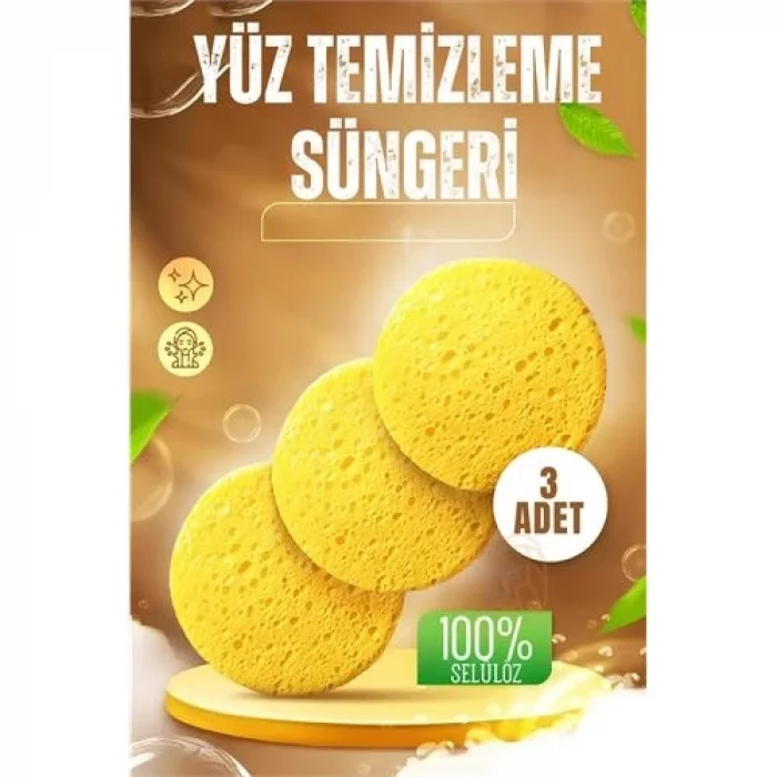 Makyaj Temizlik Pedi Cilt Temizlik Süngeri Doğal Selülöz 3 ADET