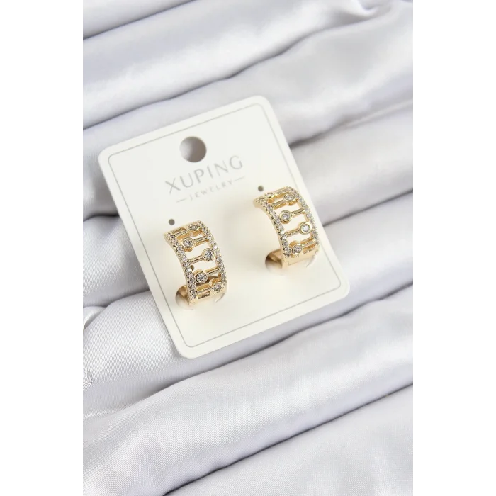 Xuping Zirkon Taşlı Çit Halka Model Gold Renk Kadın Küpe