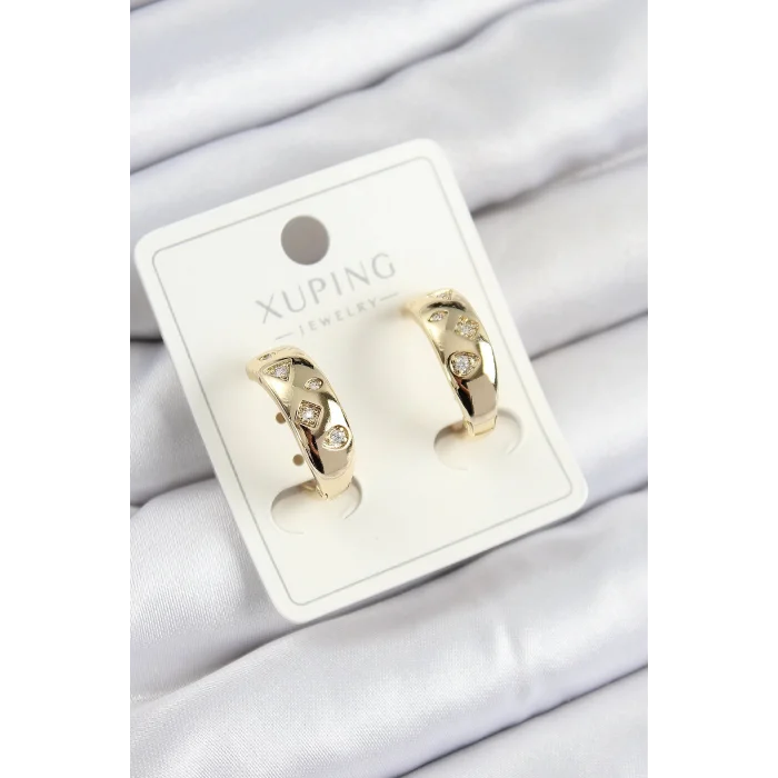 Xuping Zirkon Taşlı Halka Model Gold Renk Kadın Küpe