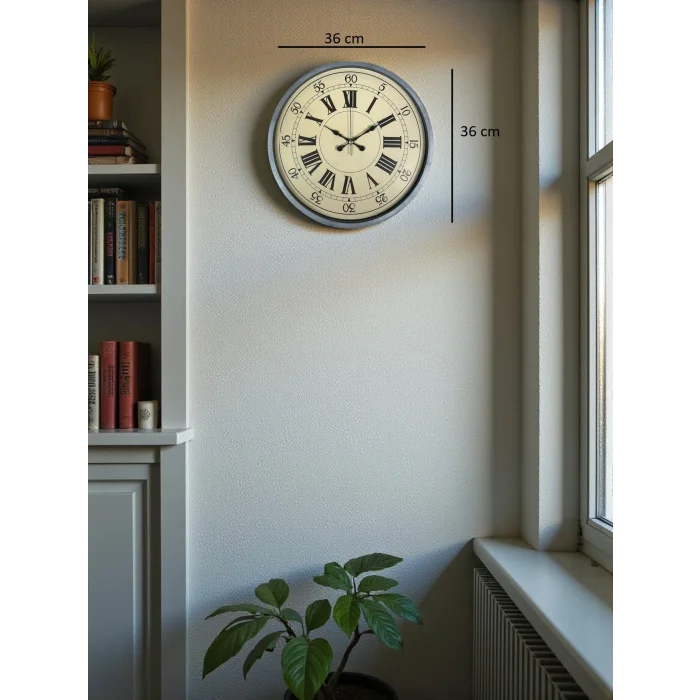 Zentime 36 Cm Gri Dekoratif Duvar Saati