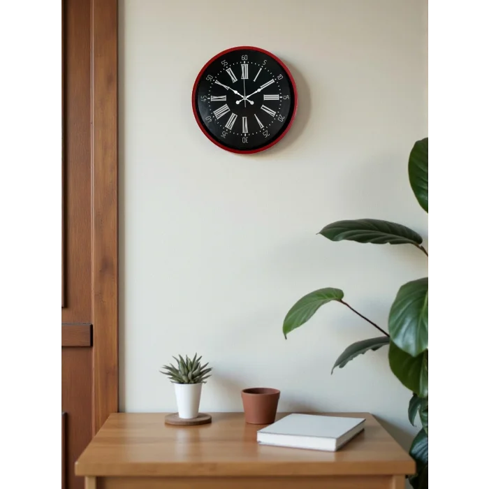 Zentime 36 Cm Kırmızı Dekoratif Duvar Saati