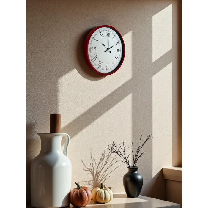 Zentime 36 Cm Kırmızı Dekoratif Duvar Saati