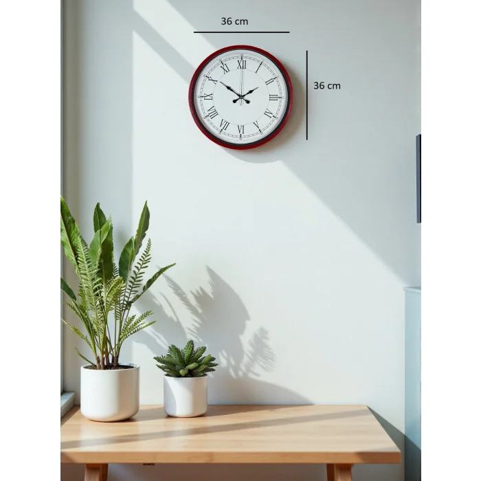Zentime 36 Cm Kırmızı Dekoratif Duvar Saati
