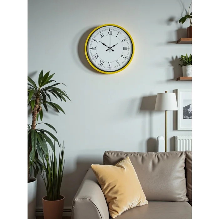 Zentime 36 Cm Sarı Dekoratif Duvar Saati