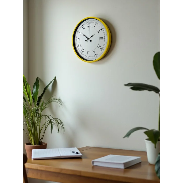 Zentime 36 Cm Sarı Dekoratif Duvar Saati