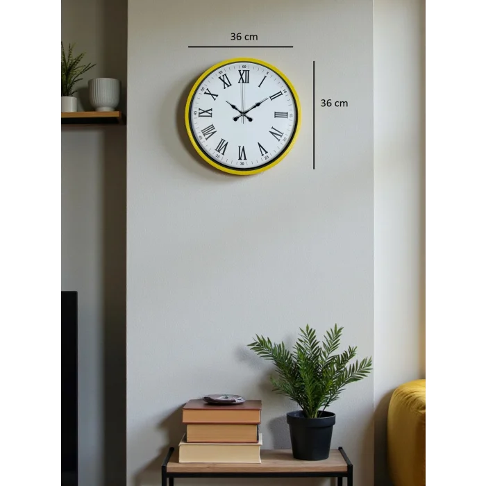 Zentime 36 Cm Sarı Dekoratif Duvar Saati