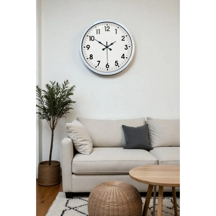 Zentime 40 Cm Beyaz Klasik Duvar Saati