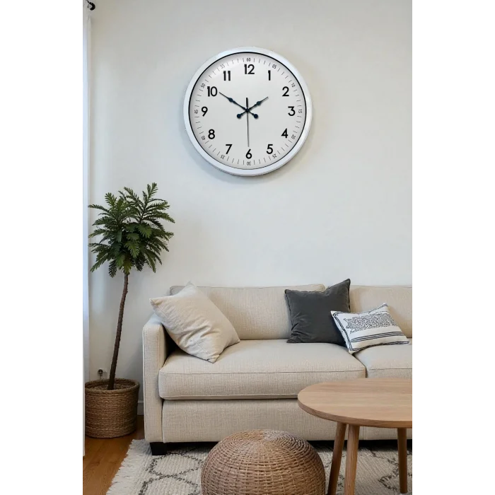 Zentime 40 Cm Beyaz Klasik Duvar Saati