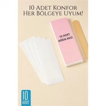 10’lu Ağda Bezi Seti + Spatula | Her Bölgeye Uyumlu | Evde Pratik Tüy Alma İçin