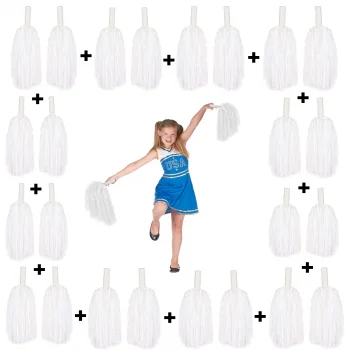 12 Çift ( 24 Adet ) Beyaz Renk 23 Nisan 19 Mayıs 29 Ekim Okul Gösteri Ponponları