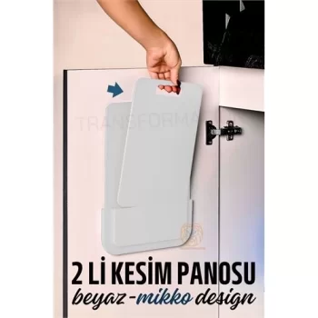 2 li Kesim Panosu Stantlı Yapışkanlı Kesim Tahtası BEYAZ Mikko Design