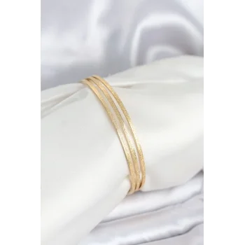 316L Çelik Gold Renk Simli Model Ajda 65 mm Kadın Bileklik