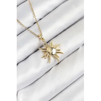 316L Çelik Güneş Model Gold Renk Kadın Kolye