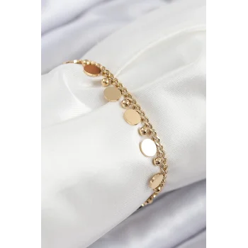 316L Çelik Sıralı Pul Model Gold Renk Kadın Bileklik