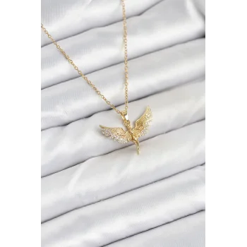 316L Çelik Zincir Gold Renk Melek Model Kadın Kolye