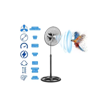 5 Metal Kanatlı Soğutucu Vantilatör Pervane 3 Kademe Hız Kontrol 18’’inch - 80w