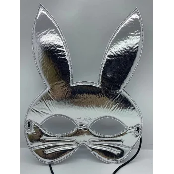 Gümüş Renk Kumaş Tavşan Maskesi