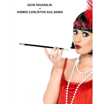 Kırmızı Retro Charliston Aksesuar Seti