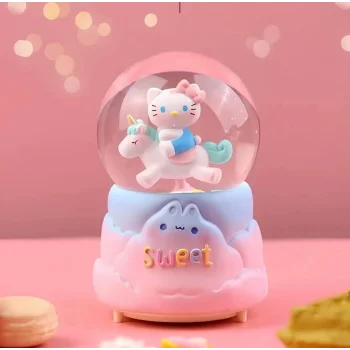 Hello Kitty İçi Dönmeli Püskürtmeli Işıklı Müzikli Kar Küresi Büyük Boy Model 2