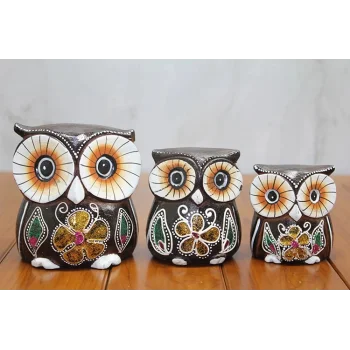 Ahşap 3lü Baykuş Seti Model 1
