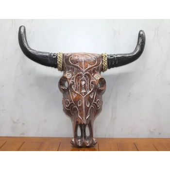 Ahşap Duvara Asmalı Bufalo Kafası