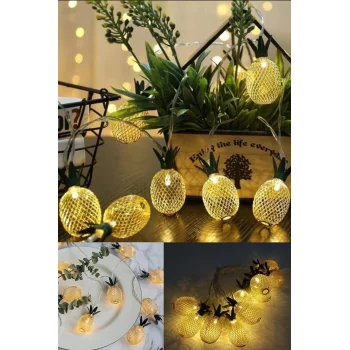 2m 10 Led 2 Kademeli Ananas Led Işık Pilli