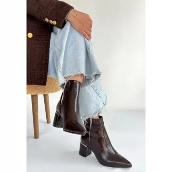 Erbilden Meça Kahverengi Cilt Topuklu Bot