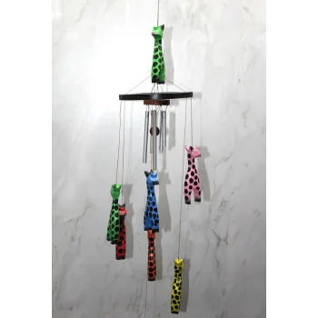 Ahşap Zürafalı Rüzgar Çanı