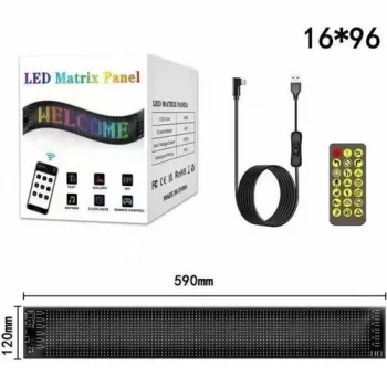 RP1259 LED Matrix Panel 16X96CM Telefon Kontrollü Kayar LED Animasyon Aydınlatma
