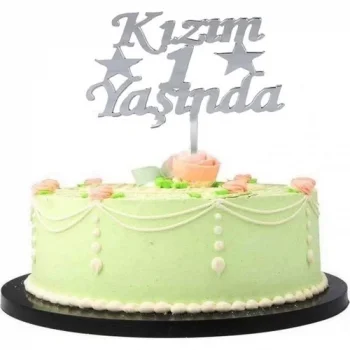 The Best Nzm Kızım 1 Yaşında Ilk Yaş Doğum Günü Partisi Pleksi Pasta Süsü Gümüş Renk