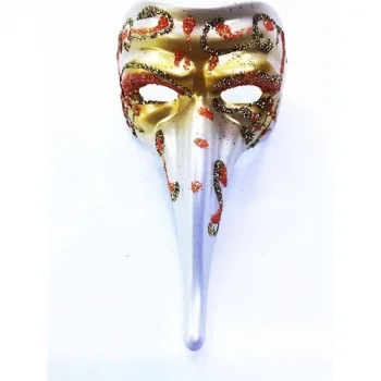 The Best Nzm Turuncu Renk Işlemeli Seramik Malzemeden Imal Venedik Uzun Maske Magnet