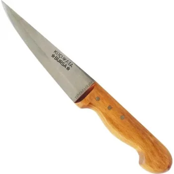 Bursa Kalın Sivri Kasap Bıçağı No:4, 20 cm - Ahşap Sap