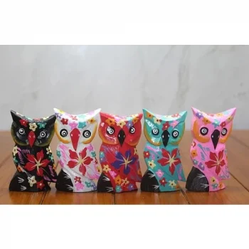 Ahşap 5li Baykuş Seti Polos-20