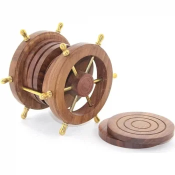 Pirinç Dümenli Ahşap Bardak Altı W720