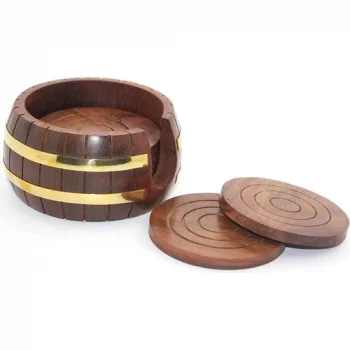 Pirinç Yuvarlak Ahşap Bardak Altı W431