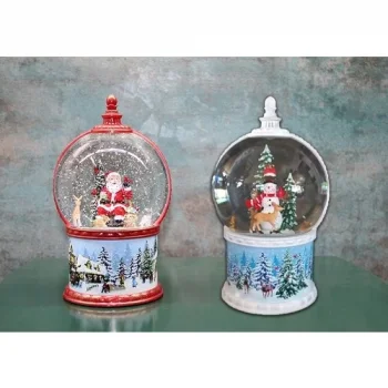 Kardan Adam ve Noel Babalı Işıklı Müzikli Kar Küresi ALK3183